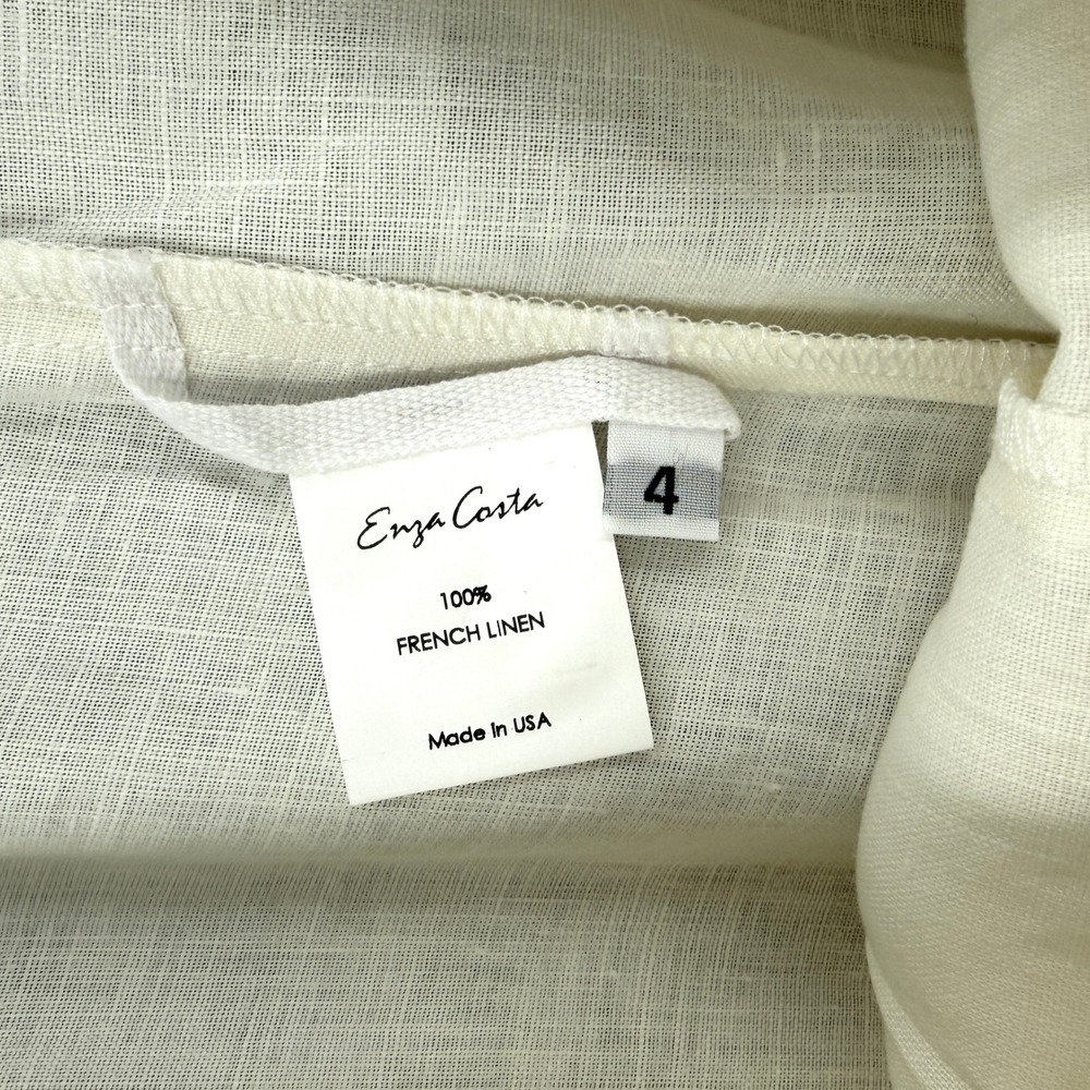 ENZA COSTA Linen Resort Pants Women XL Undyed Off White Wide Leg Drawstring - Picture 11 of 16